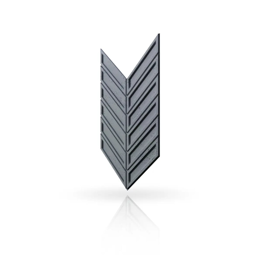 Concrete Cladding HERRINGBONE BOLD Wall Panels Dark Grey S96 colour on white background DecorMania UK