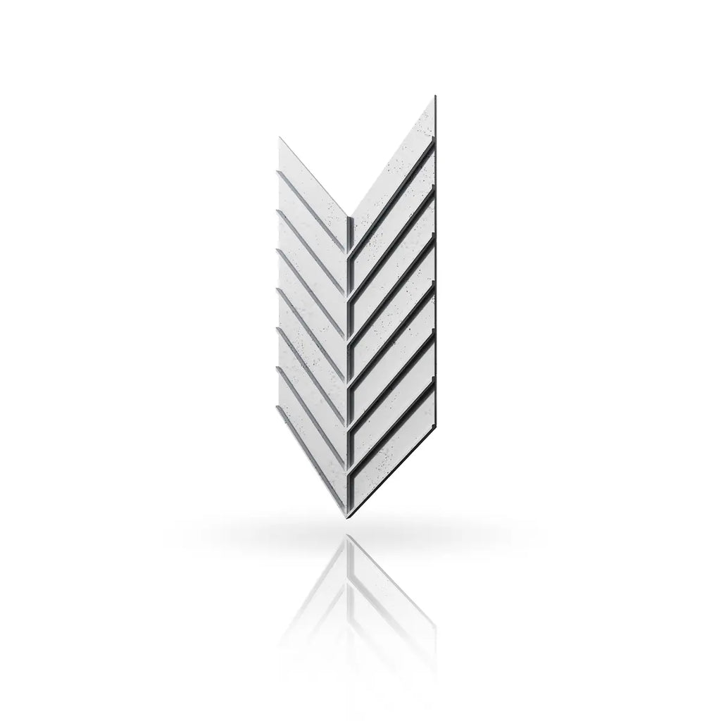 Concrete Cladding HERRINGBONE L REVERS Wall Panels Silver B0 colour on white background DecorMania UK