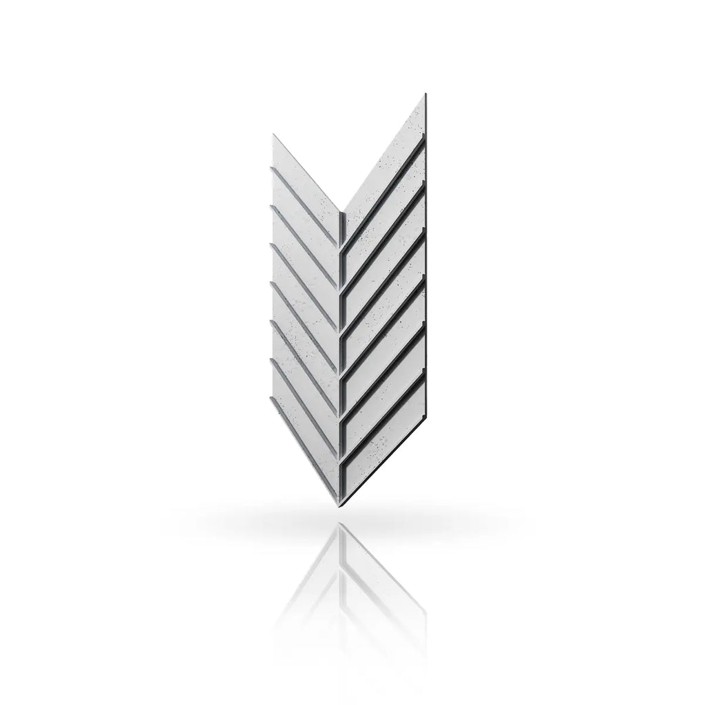 Concrete Cladding HERRINGBONE L REVERS Wall Panels Light Grey B1 colour on white background DecorMania UK