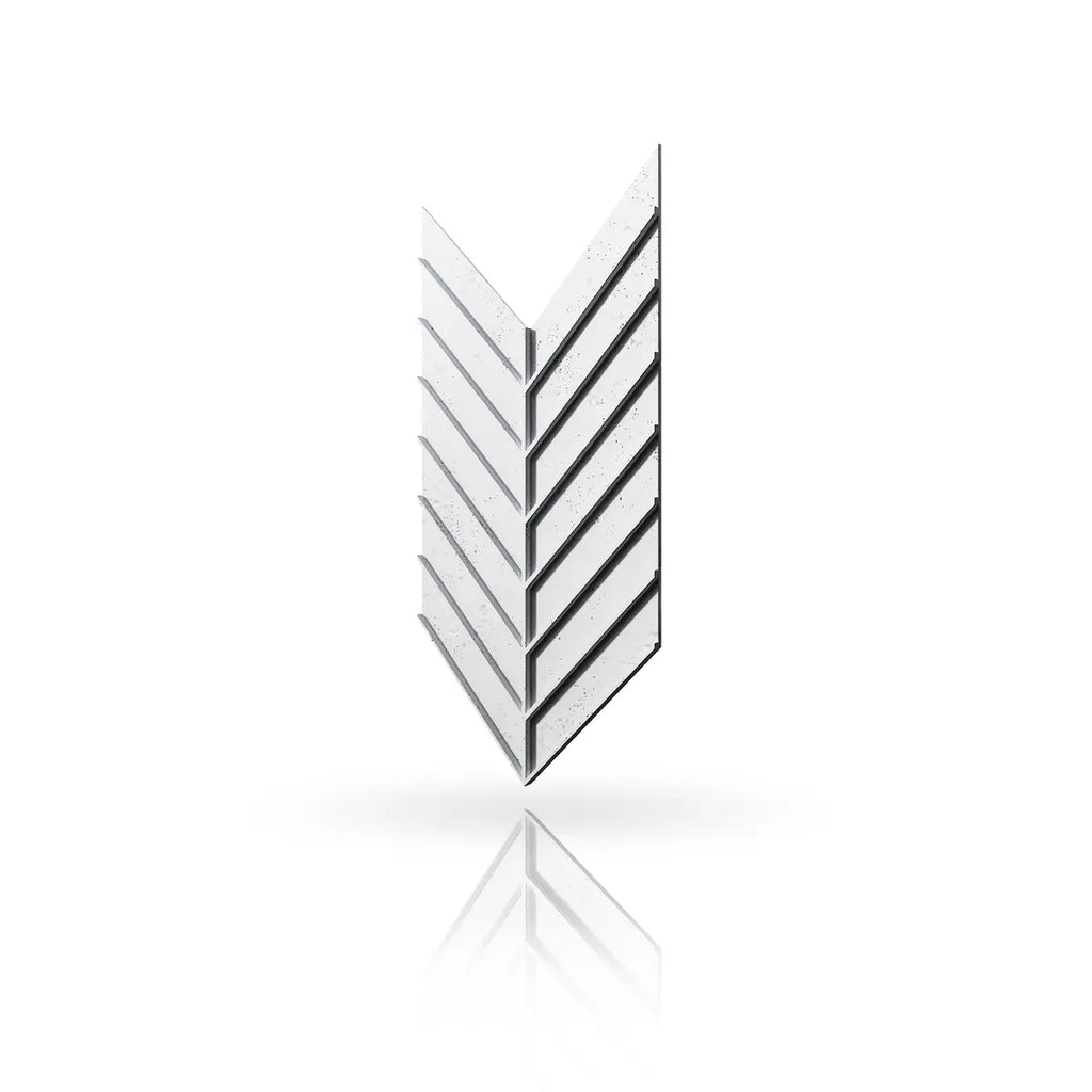 Concrete Cladding HERRINGBONE L REVERS Wall Panels White BS colour on white background DecorMania UK