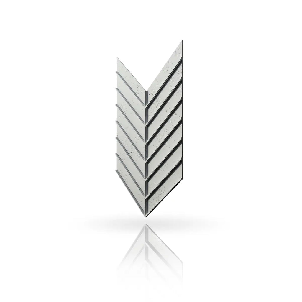 Concrete Cladding HERRINGBONE L REVERS Wall Panels Beige KS colour on white background DecorMania UK