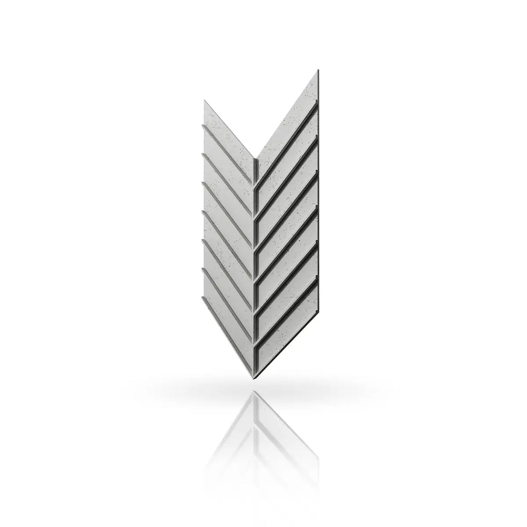 Concrete Cladding HERRINGBONE L REVERS Wall Panels Grey S51 colour on white background DecorMania UK