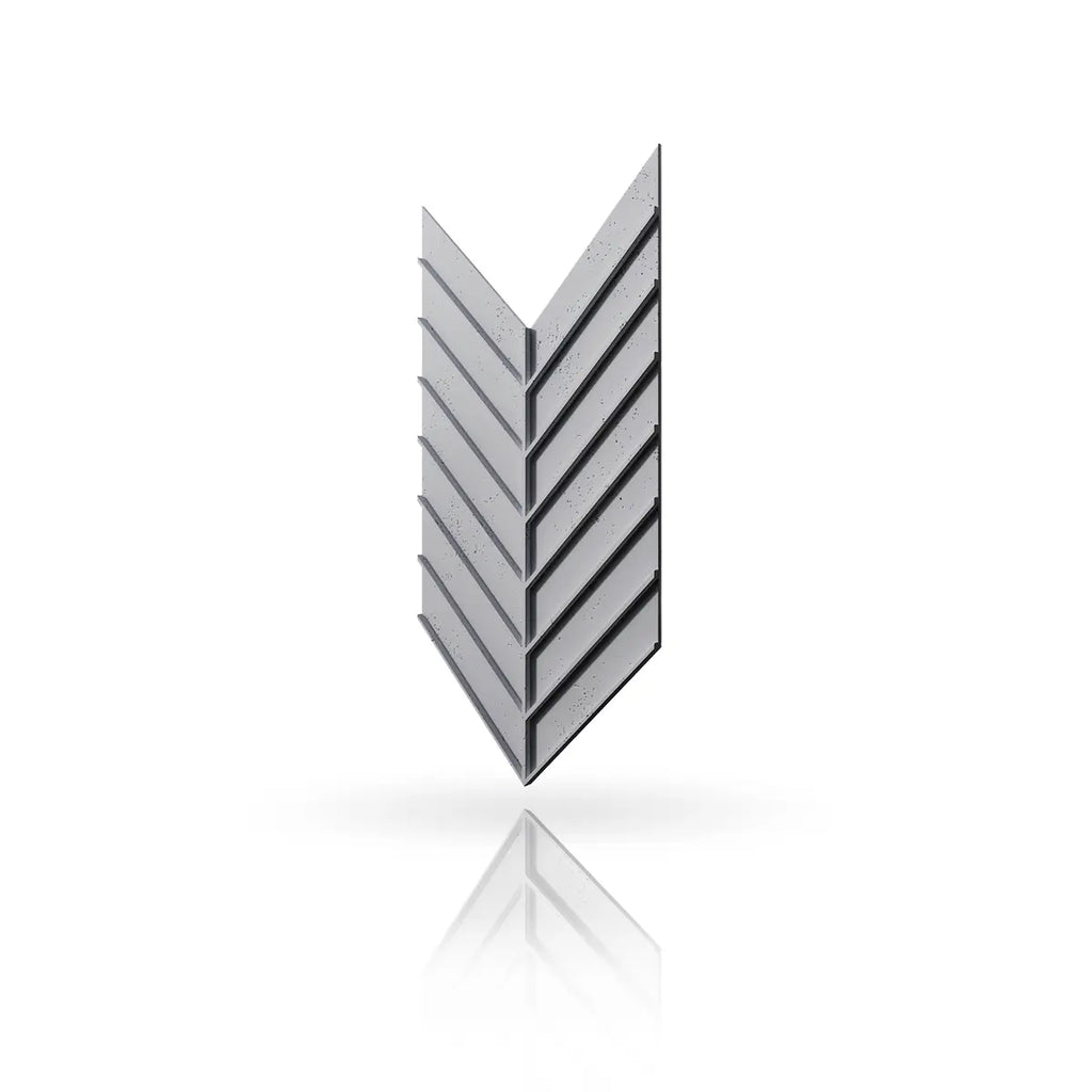 Concrete Cladding HERRINGBONE L REVERS Wall Panels Natural Dark S95 colour on white background DecorMania UK
