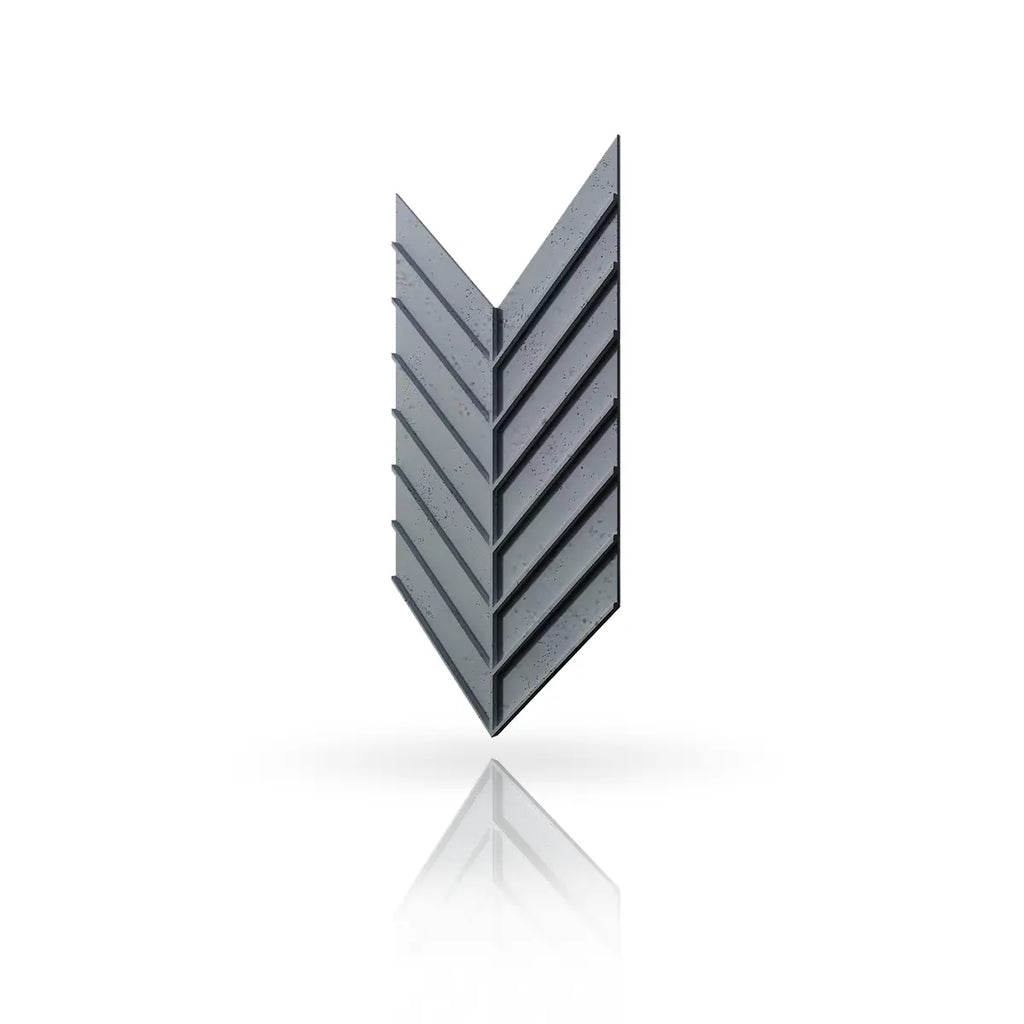 Concrete Cladding HERRINGBONE L REVERS Wall Panels Dark Grey S95 colour on white background DecorMania UK