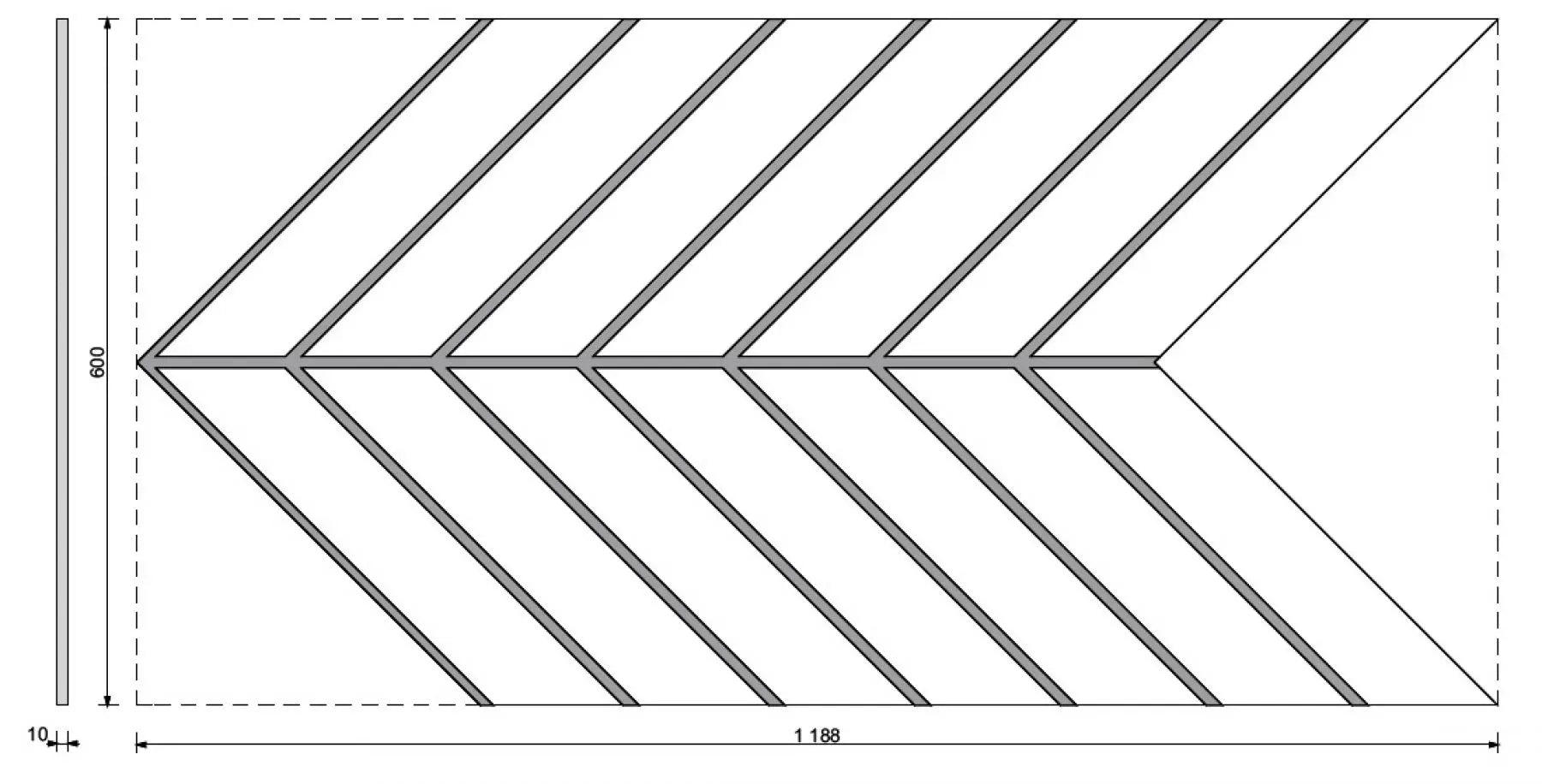 Concrete Cladding HERRINGBONE L REVERS Wall Panels measurements DecorMania UK