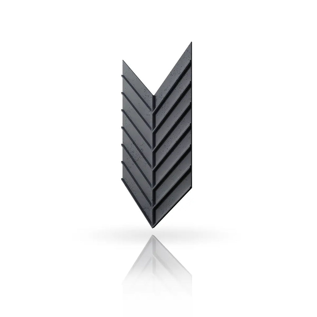 Concrete Cladding HERRINGBONE L REVERS Wall Panels Anthracite B8 colour on white background DecorMania UK