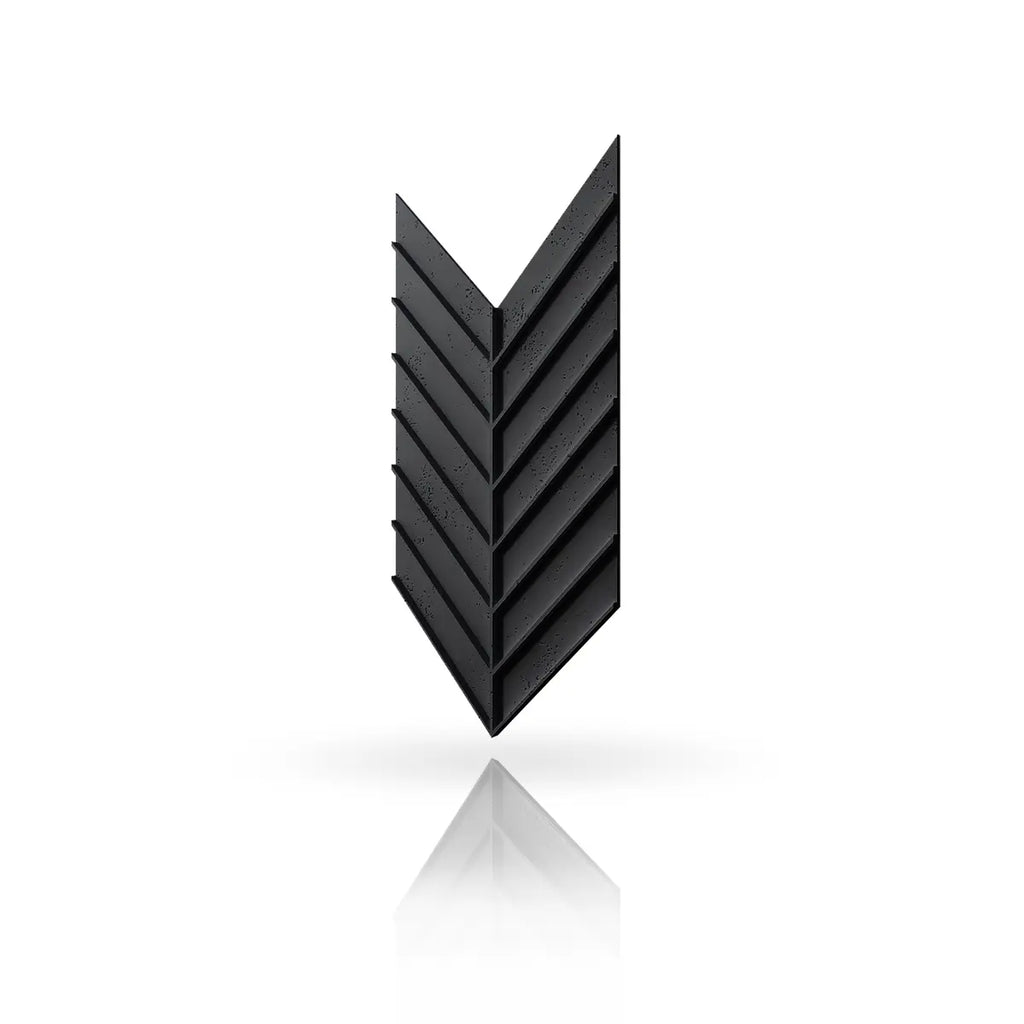Concrete Cladding HERRINGBONE L REVERS Wall Panels Black B15 colour on white background DecorMania UK