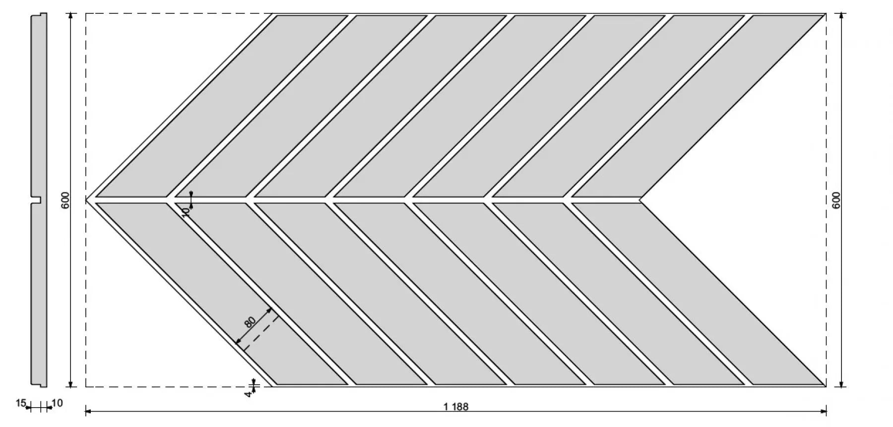 Concrete Cladding HERRINGBONE L Wall Panels dimensions DecorMania UK
