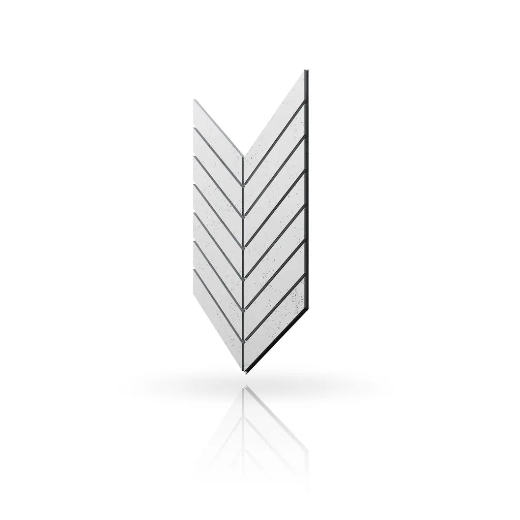 Concrete Cladding HERRINGBONE L Wall Panels Silver B0 colour on white background DecorMania UK