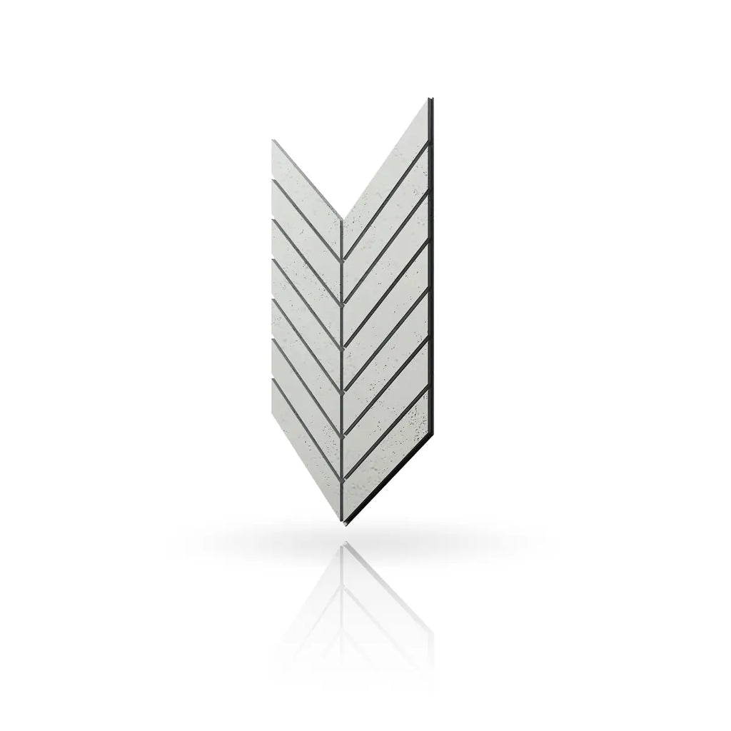 Concrete Cladding HERRINGBONE L Wall Panels Beige KS colour on white background DecorMania UK