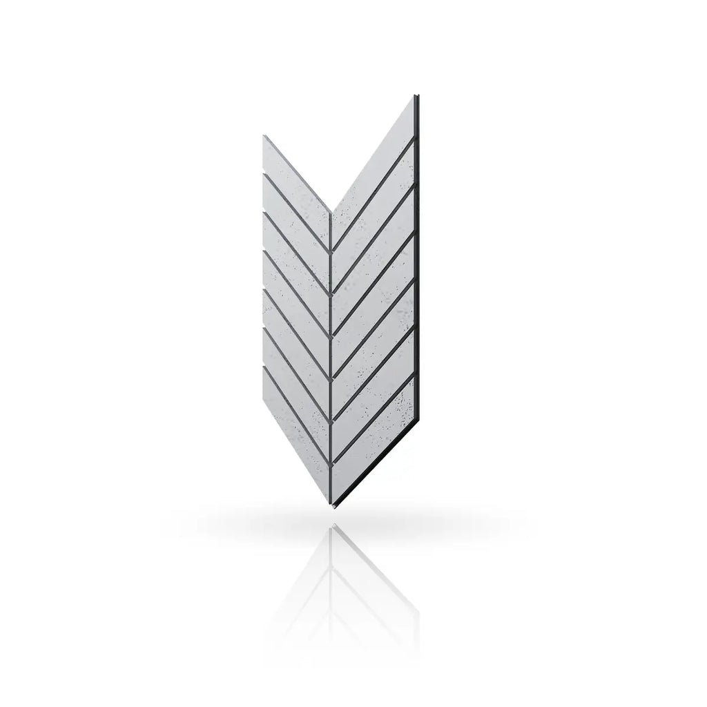 Concrete Cladding HERRINGBONE L Wall Panels Natural S50 colour on white background DecorMania UK