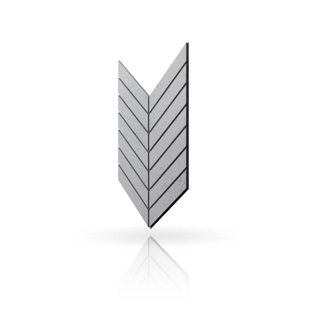 Concrete Cladding HERRINGBONE L Wall Panels Natural Dark S95 colour on white background DecorMania UK