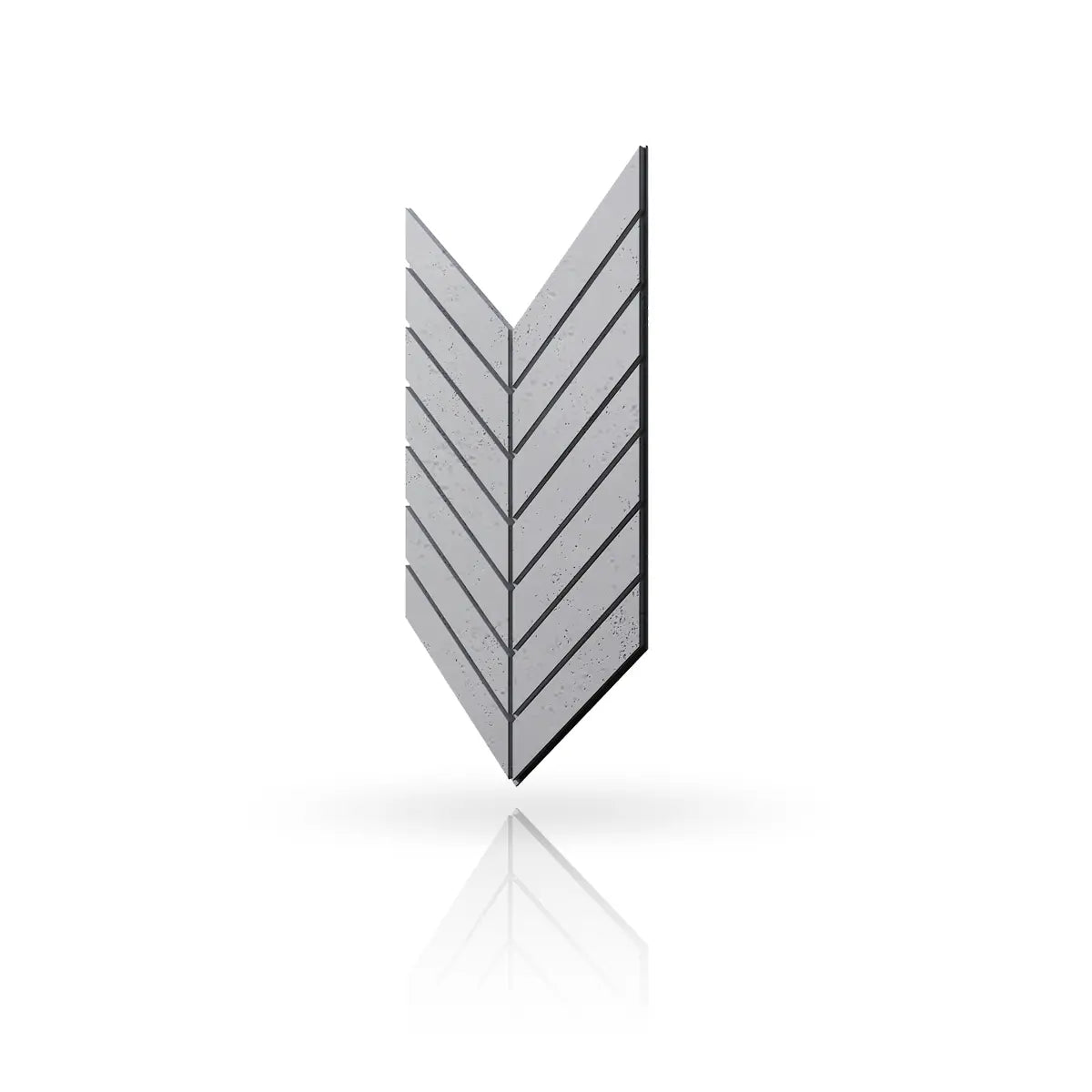 Concrete Cladding HERRINGBONE L Wall Panels Natural Dark S95 colour on white background DecorMania UK