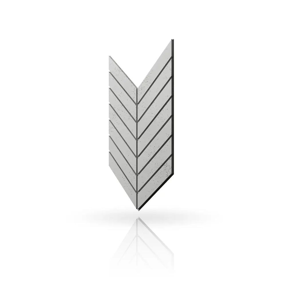 Concrete Cladding HERRINGBONE L Wall Panels Grey S51 colour on white background DecorMania UK