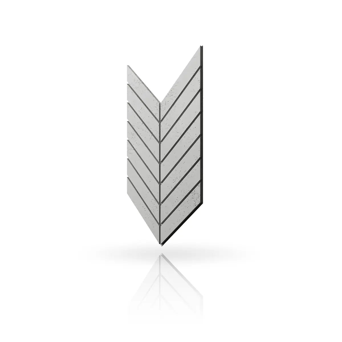 Concrete Cladding HERRINGBONE L Wall Panels Grey S51 colour on white background DecorMania UK