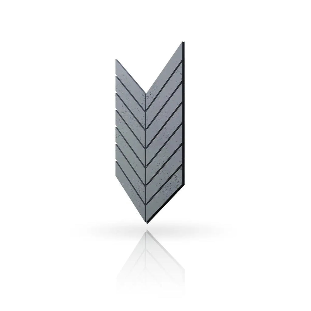 Concrete Cladding HERRINGBONE L Wall Panels Dark Grey S96 colour on white background DecorMania UK