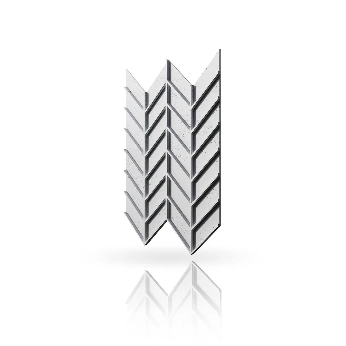 Concrete Cladding HERRINGBONE M REVERS Wall Panels Silver B0 colour on white background DecorMania UK