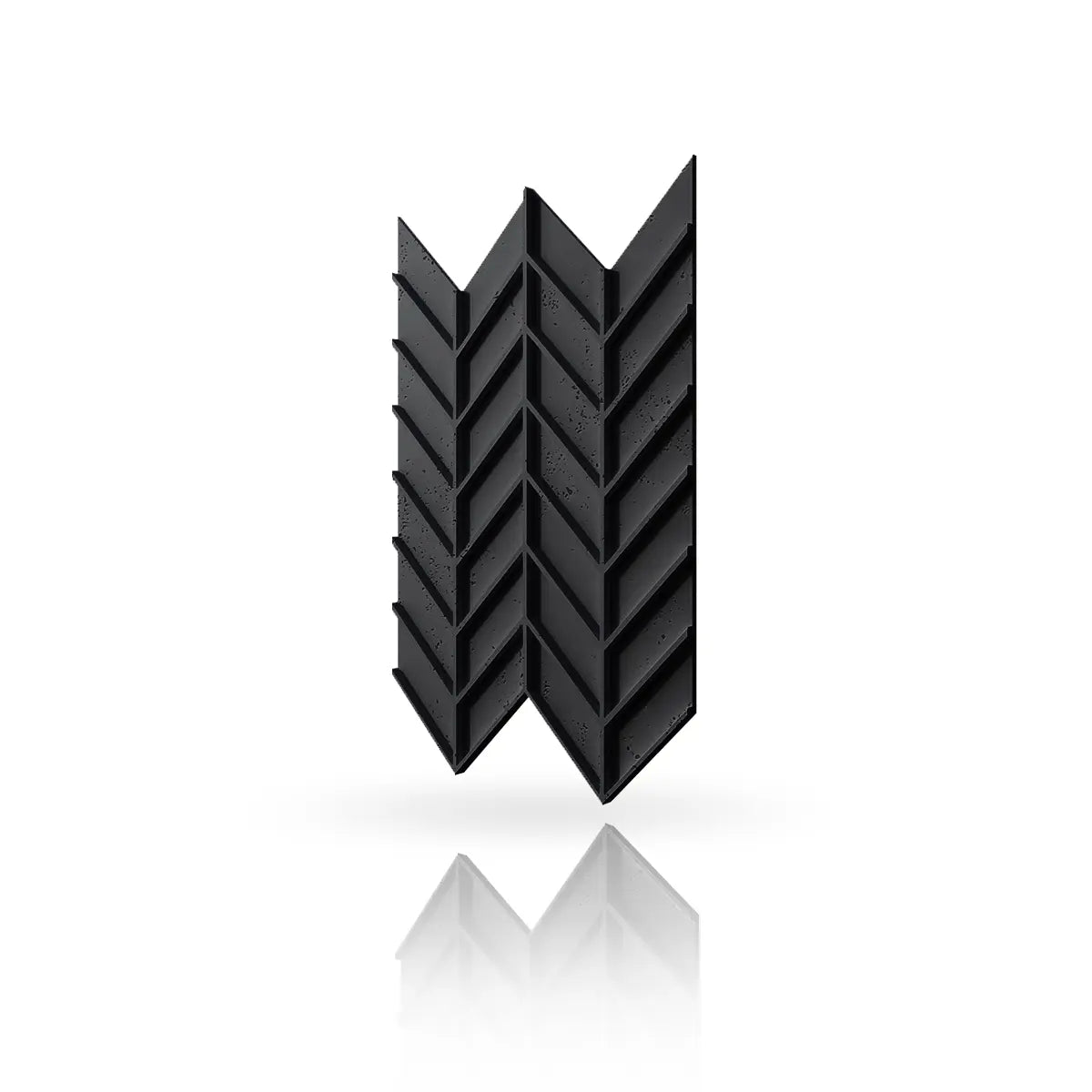 Concrete Cladding HERRINGBONE M REVERS Wall Panels Black B15 colour on white background DecorMania UK