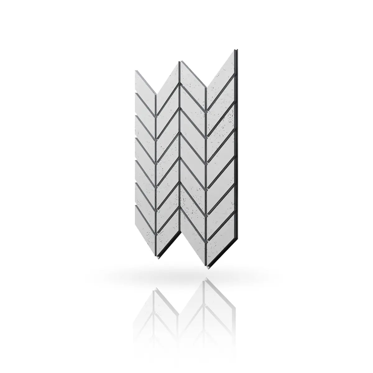 Concrete Cladding HERRINGBONE M Wall Panels Light Grey B1 colour on white background DecorMania UK