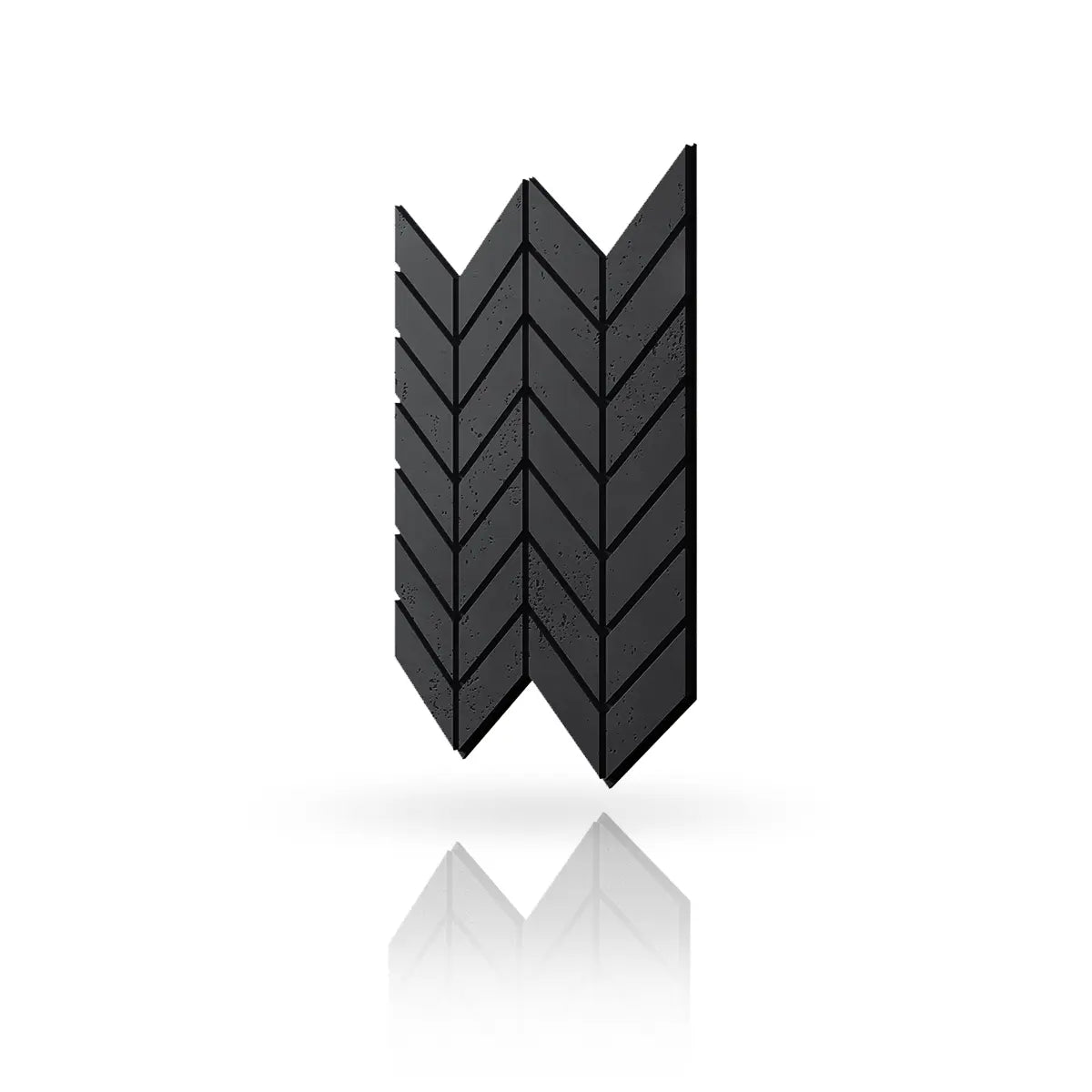 Concrete Cladding HERRINGBONE M Wall Panels Black B15 colour on white background DecorMania UK