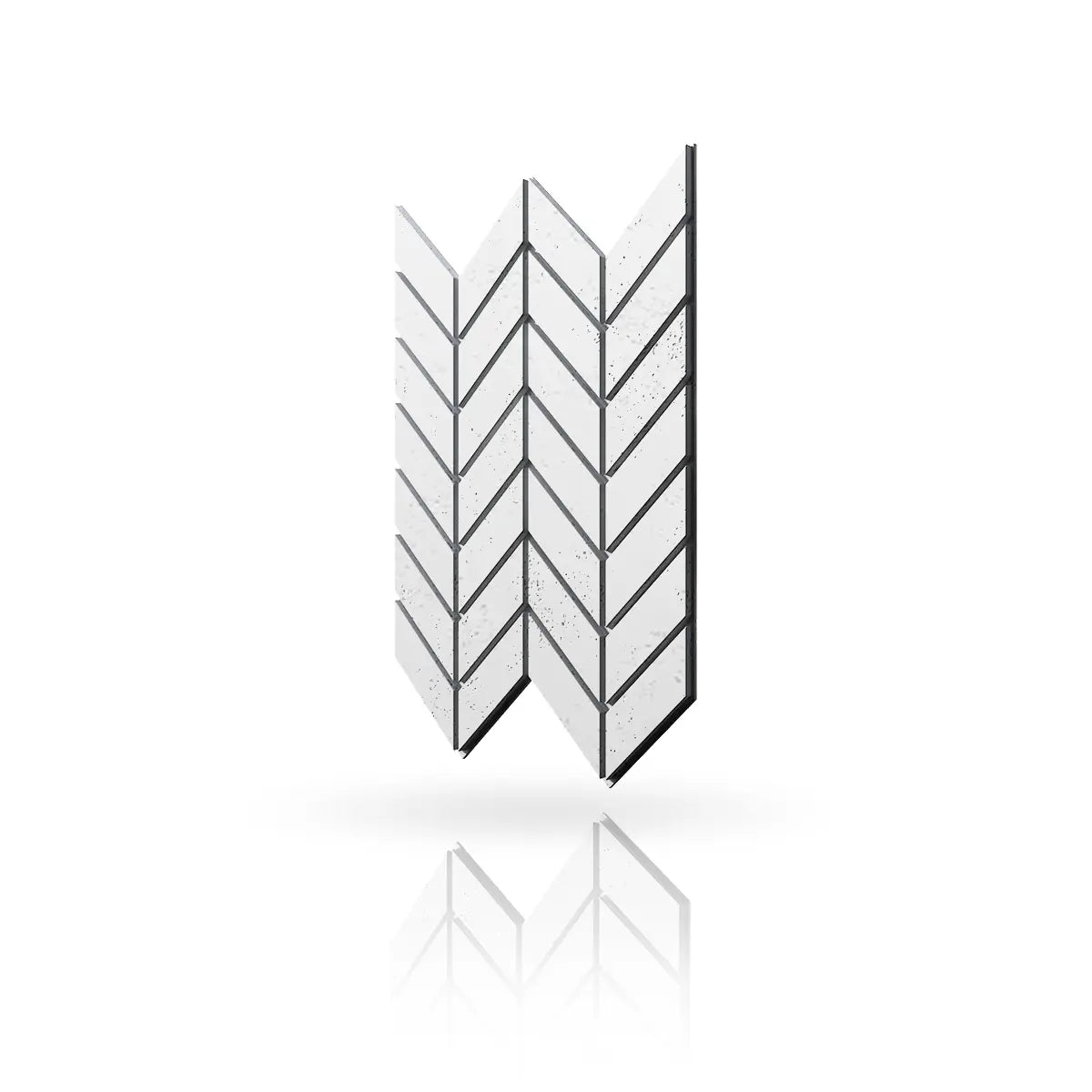 Concrete Cladding HERRINGBONE M Wall Panels White BS colour on white background DecorMania UK