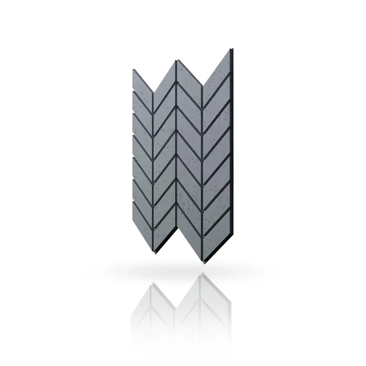 Concrete Cladding HERRINGBONE M Wall Panels Dark Grey S96 colour on white background DecorMania UK