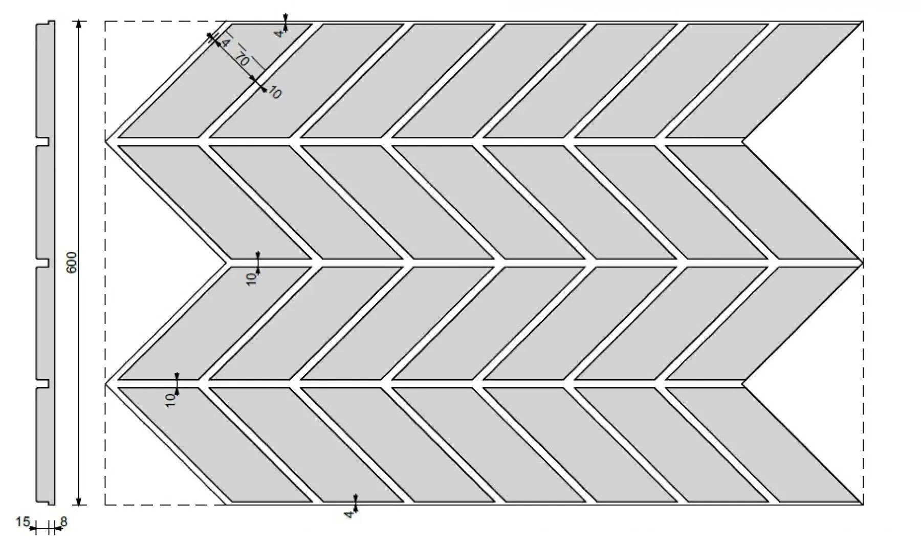 Concrete Cladding HERRINGBONE M Wall Panels dimensions DecorMania UK