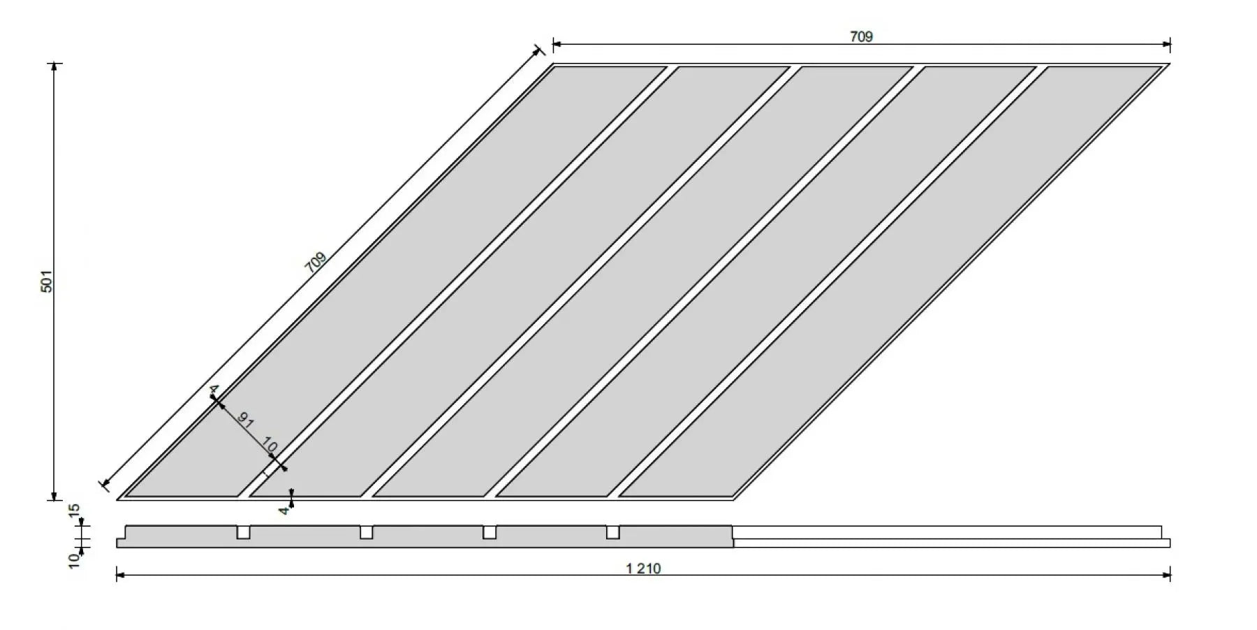 Concrete Cladding HERRINGBONE PART Wall Panels dimensions on white background DecorMania UK