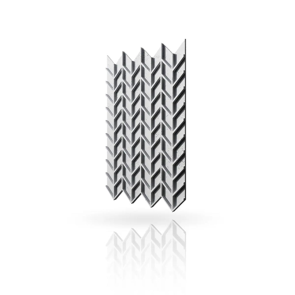 Concrete Cladding HERRINGBONE S REVERS Wall Panels Silver B0 colour on white background DecorMania UK