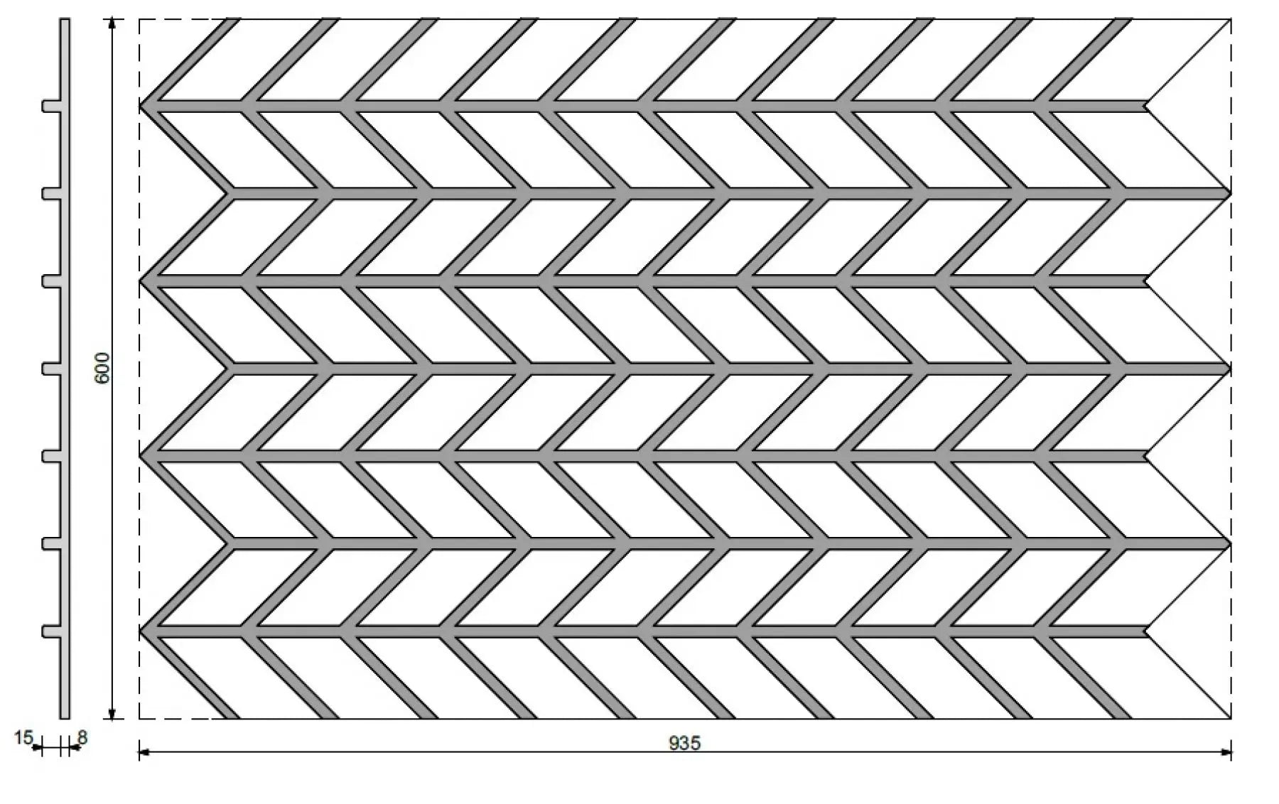Concrete Cladding HERRINGBONE S REVERS Wall Panels dimensions DecorMania UK