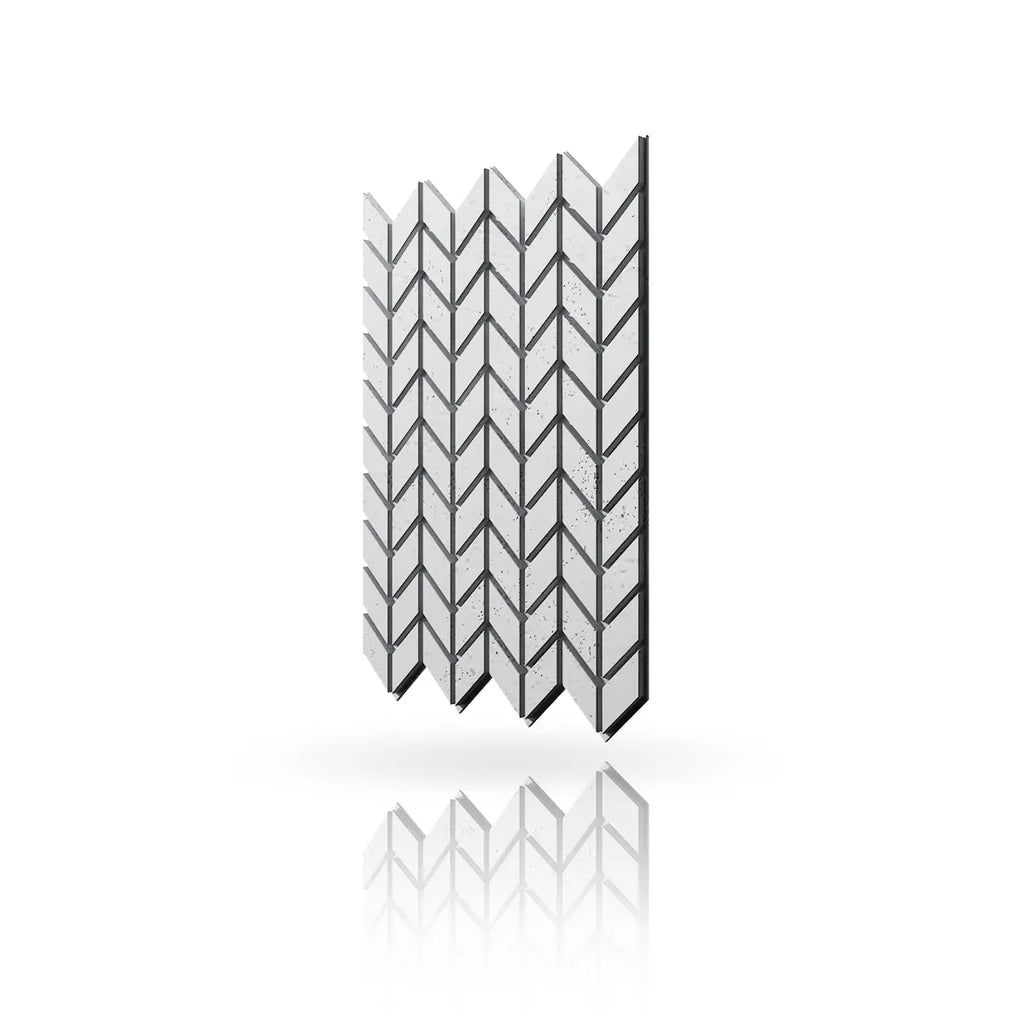 Concrete Cladding HERRINGBONE S Wall Panels Silver B0 colour on white background DecorMania UK