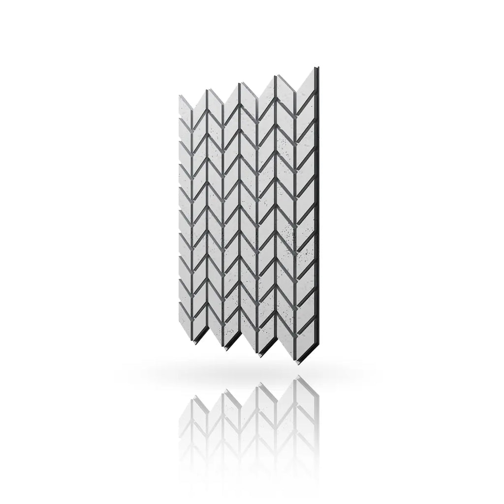 Concrete Cladding HERRINGBONE S Wall Panels Light Grey B1 colour on white background DecorMania UK