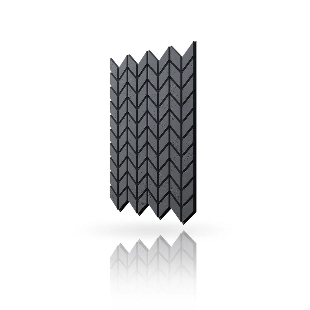 Concrete Cladding HERRINGBONE S Wall Panels Anthracite B8 colour on white background DecorMania UK