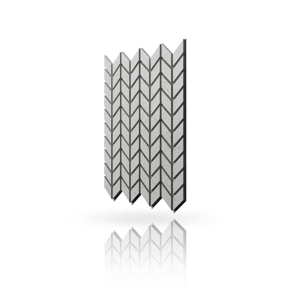 Concrete Cladding HERRINGBONE S Wall Panels Grey S51 colour on white background DecorMania UK