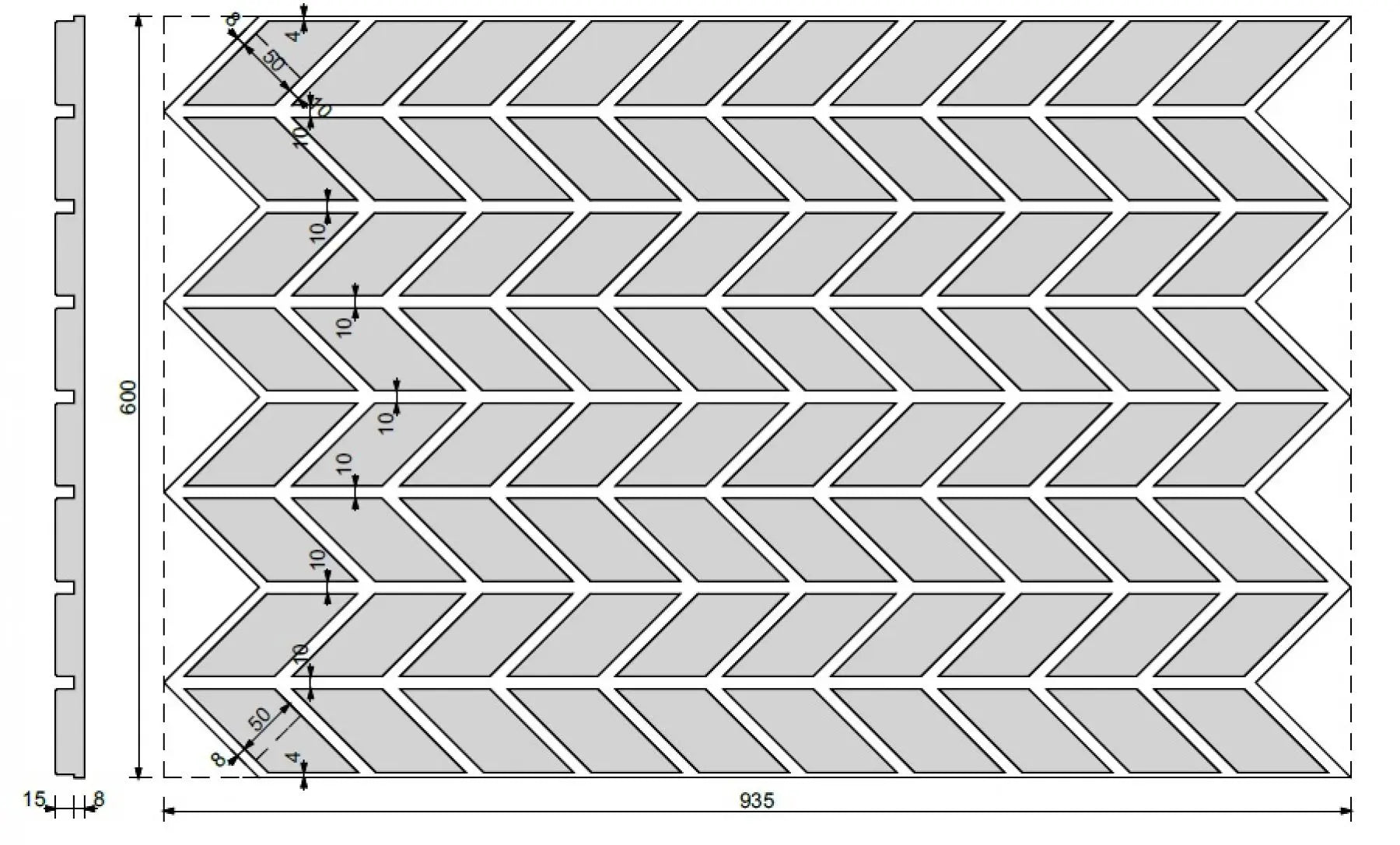 Concrete Cladding HERRINGBONE S Wall Panels dimensions DecorMania UK