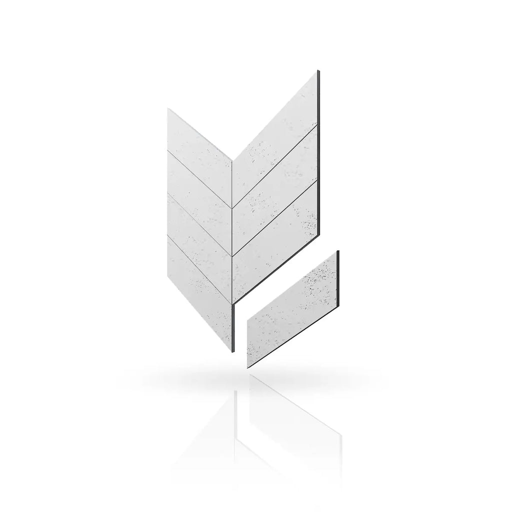 Concrete Cladding HERRINGBONE B0 colour on white background Wall Panels DecorMania UK