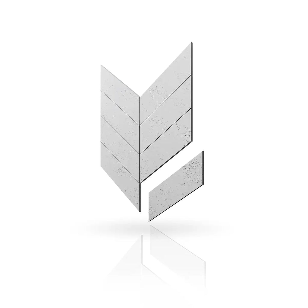 Concrete Cladding HERRINGBONE Wall Panels B1 colour on white background DecorMania UK
