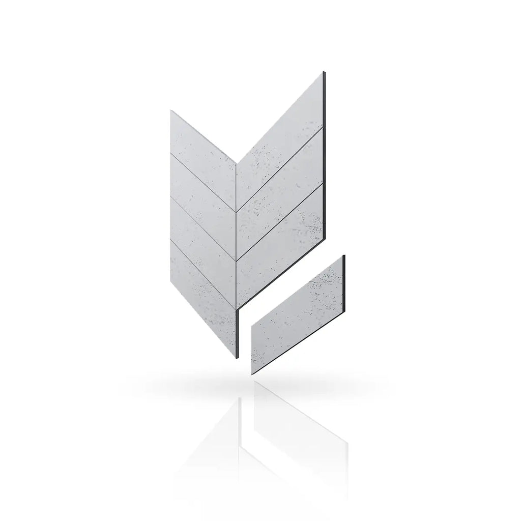 Concrete Cladding HERRINGBONE Wall Panels S50 colour on white background DecorMania UK