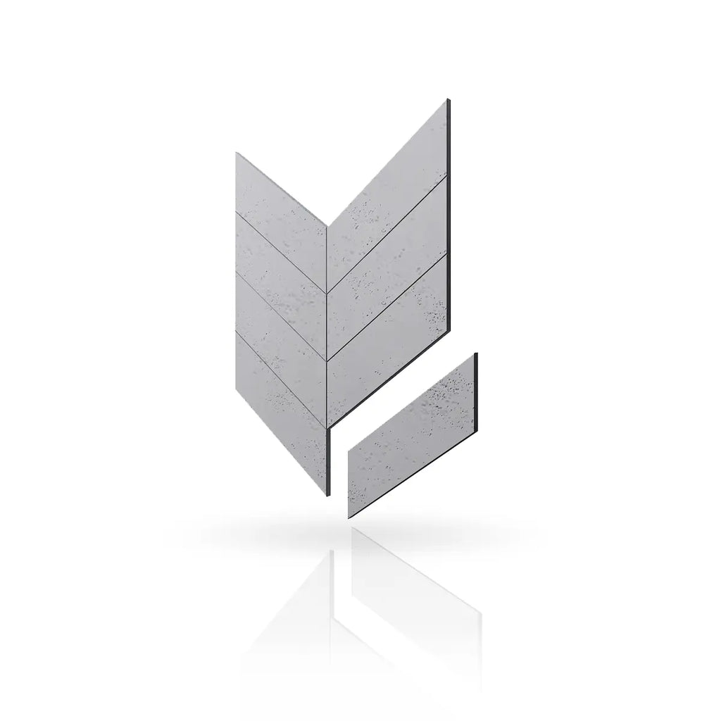 Concrete Cladding HERRINGBONE Wall Panels S95 colour on white background DecorMania UK