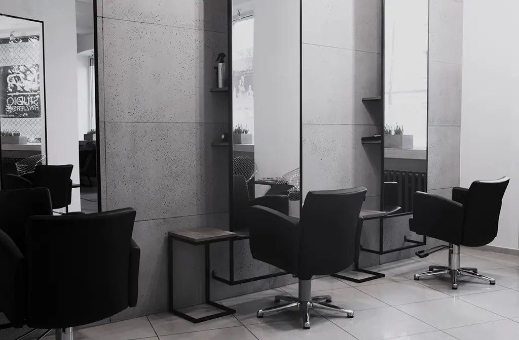 Architectural concrete GREY wall panels in a hair studio  | DecorMania UK