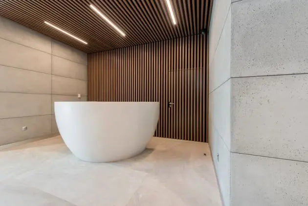 Architectural GRC Concrete wall panels in a modern bathroom  | DecorMania UK