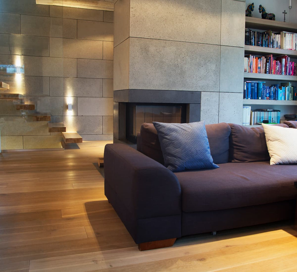 Architectural concrete wall panels Interior - GREY - fire place | DecorMania UK