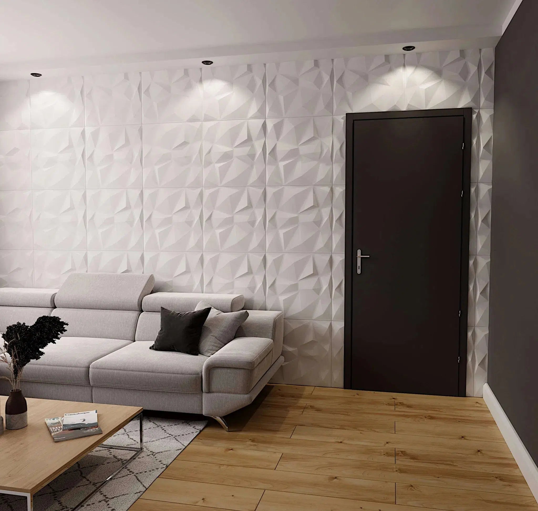 DIAMOND 3D Decorative Wall Panels - Polystyrene in modern living room | DecorMania UK