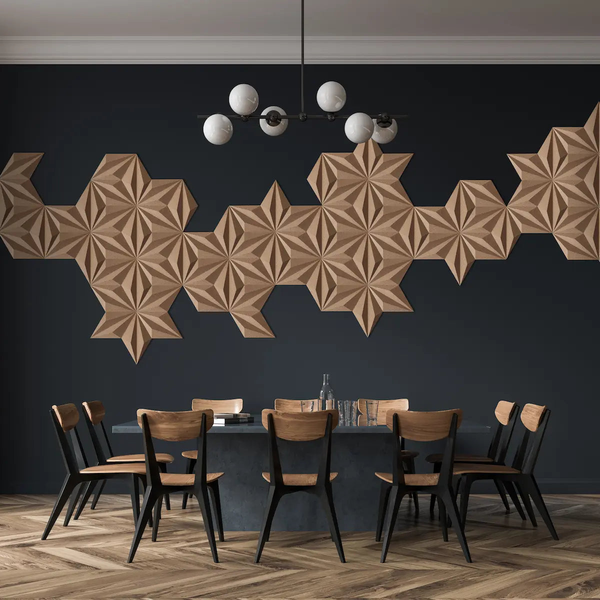 DIAMOND LINE 3D Cork Acoustic Wall Panels feature wall DecorMania UK