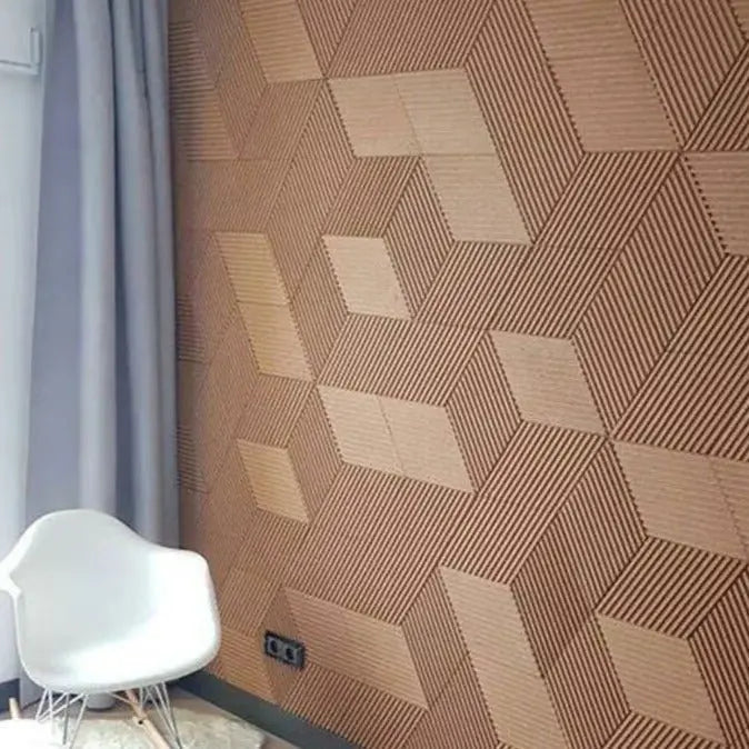 DIAMOND STRIPE 3D Cork Acoustic Wall Panels feature wall DecorMania UK
