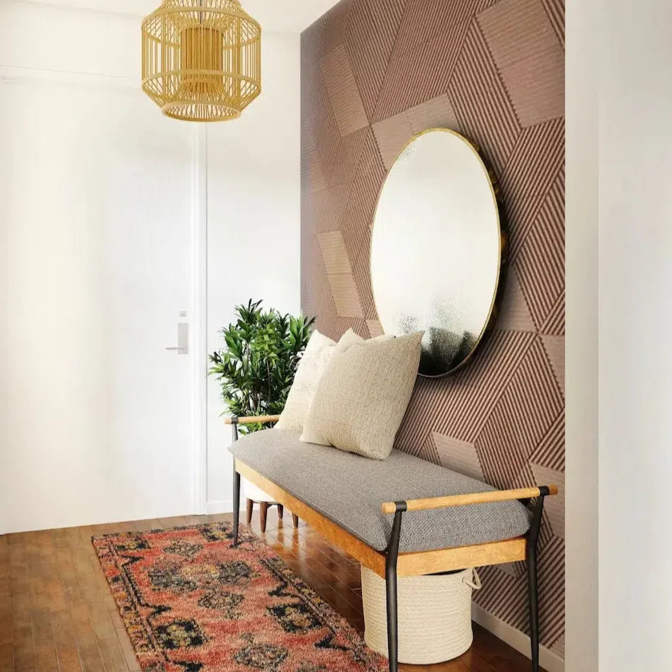 DIAMOND STRIPE 3D Cork Acoustic Wall Panels in hallway interior DecorMania UK