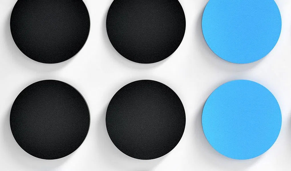 DOT L Soft Acoustic Wall Panel in black and blue colour 3D Wall Panels | DecorMania UK