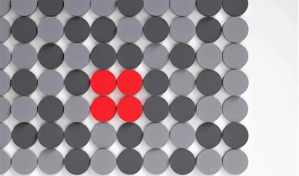 DOT M Soft Acoustic Wall Panel rd and grey compositions - 3D Wall Panels | DecorMania UK 
