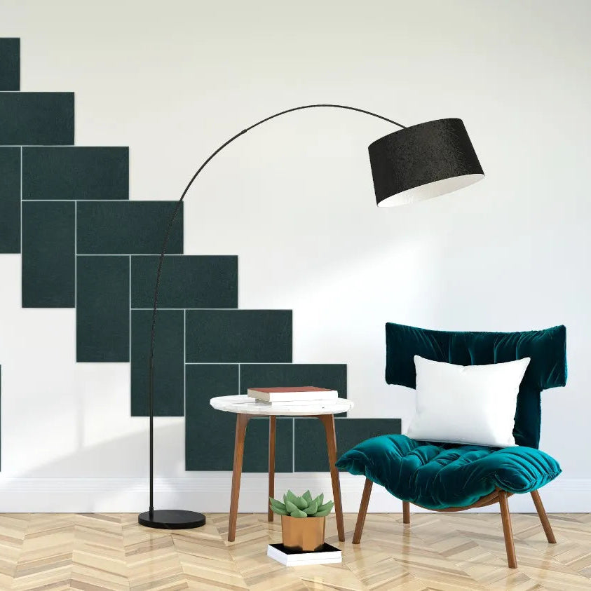 Decorative 3D PET Felt Wall Tiles - RECTANGLE 40x20 in white and teal interior DecorMania UK