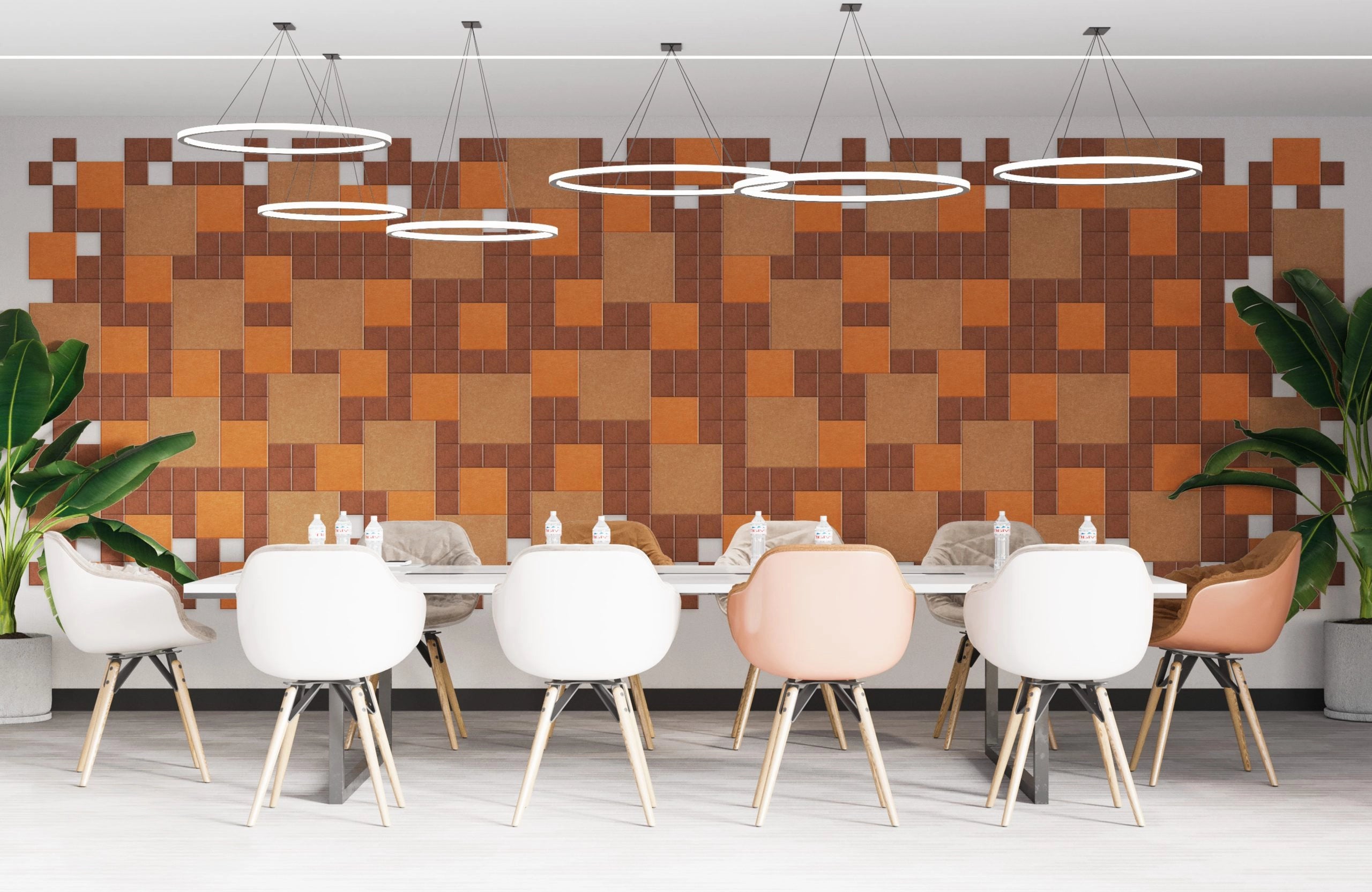 Decorative 3D PET Felt Wall Tiles - SQUARE 20x20 feature wall in dining room DecorMania UK